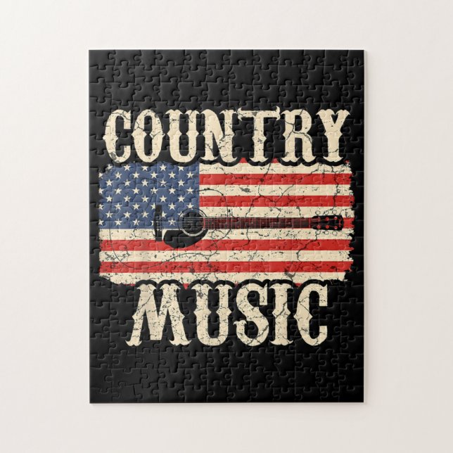 Country Music Guitar American Flag Gift Jigsaw Puzzle (Vertical)