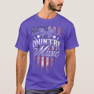 Country Music Guitar American Flag Western Design T-Shirt