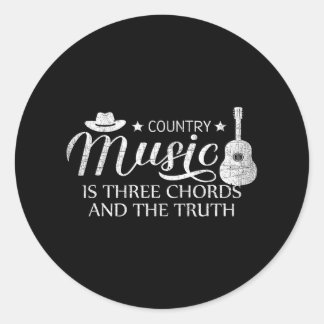 Country Music Is Three Chords Funny Souvenir Classic Round Sticker