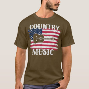 Country Music Retro Vintage Guitar American Flag G T-Shirt