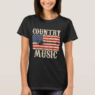 Country Music Retro Vintage Guitar American Flag T-Shirt