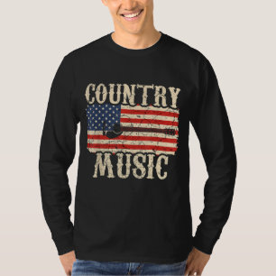 Country Music Retro Vintage Guitar American Flag T-Shirt
