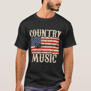 Country Music Retro Vintage Guitar American Flag T-Shirt