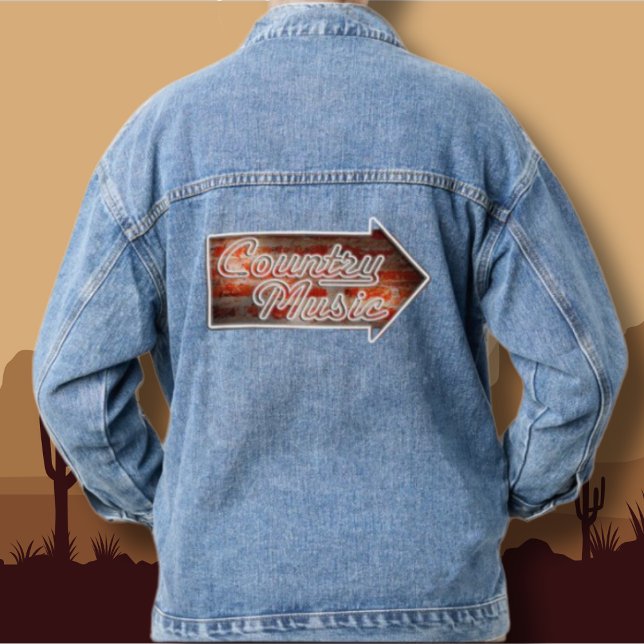 Country Music Sign Blue Womens Denim Jean Jacket (Creator Uploaded)