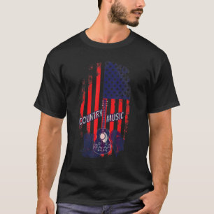 Country Music Usa Flag Red White And Blue Distress T-Shirt