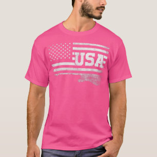 Country Music Usa Vintage Guitar American Flag 386 T-Shirt
