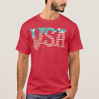 Country Music Usa Vintage Guitar American Flag 398 T-Shirt