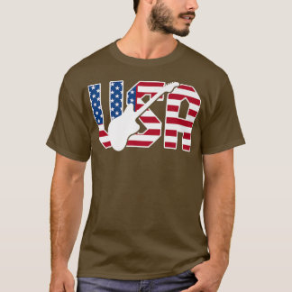 Country Music Usa Vintage Guitar American Flag 409 T-Shirt