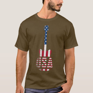 Country Music Usa Vintage Guitar American Flag 413 T-Shirt