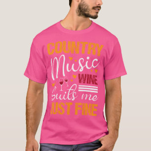 Country Music Wine Suits Me Just Fine Band Acousti T-Shirt