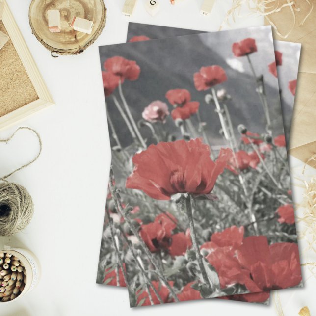 country nature landscape red poppy flower tissue paper (country nature landscape red poppy flower tissue paper)