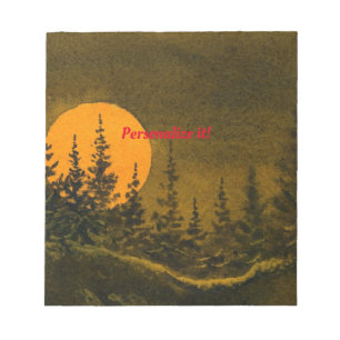 Country night landscape; hunter's or harvest moon notepad