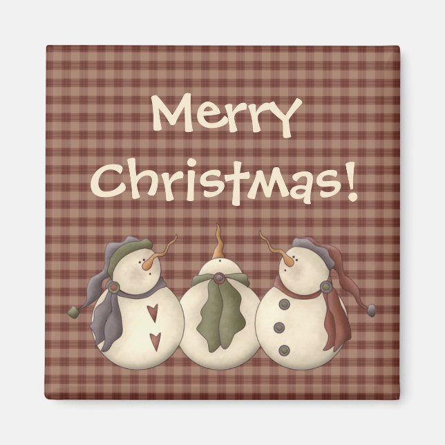 Country Nowel Snowmen Magnet (Front)