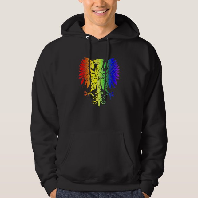 Country Of Poland Gay Pride Eagle Polish Gay Pride Hoodie (Front)