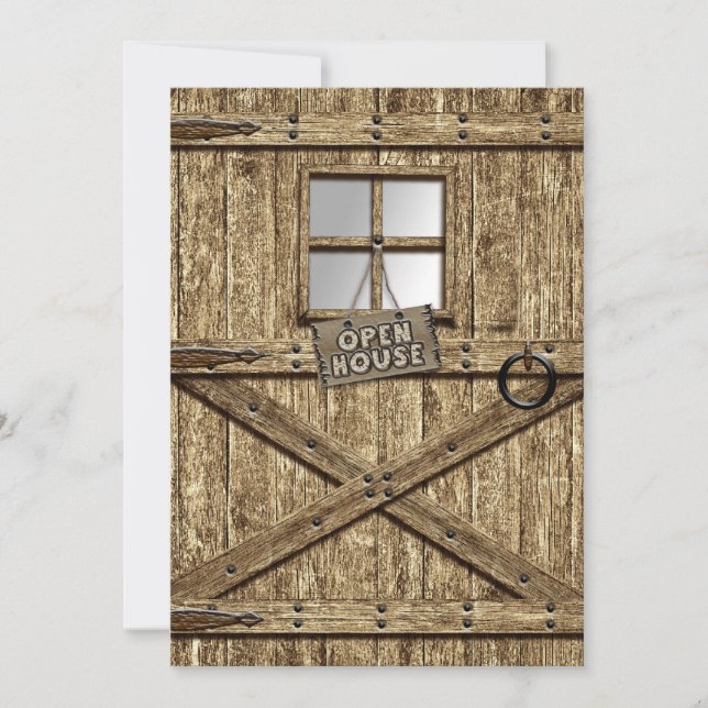 COUNTRY OPEN HOUSE INVITATION - RUSTIC DOOR (Front)