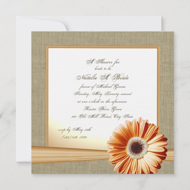 Country Orange Daisy Bridal Shower Invitation (Front)