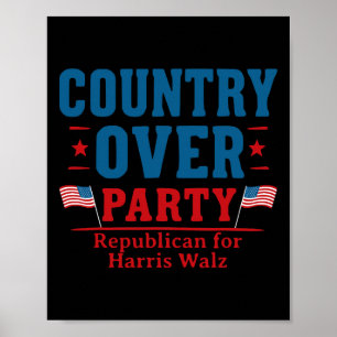 Country Over Party Republican For Kamala Harris Ti Poster