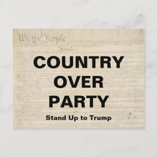 Country Over Party Stand Up to Trump Resistance Invitation Postcard