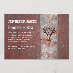 Country Painted Wood Keys Wedding Invitations