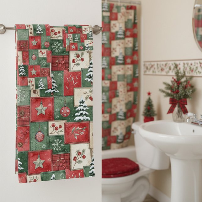 Country patchwork christmas pattern bath towel set (Creator Uploaded)