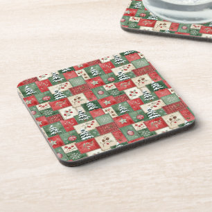 Country patchwork christmas pattern coaster