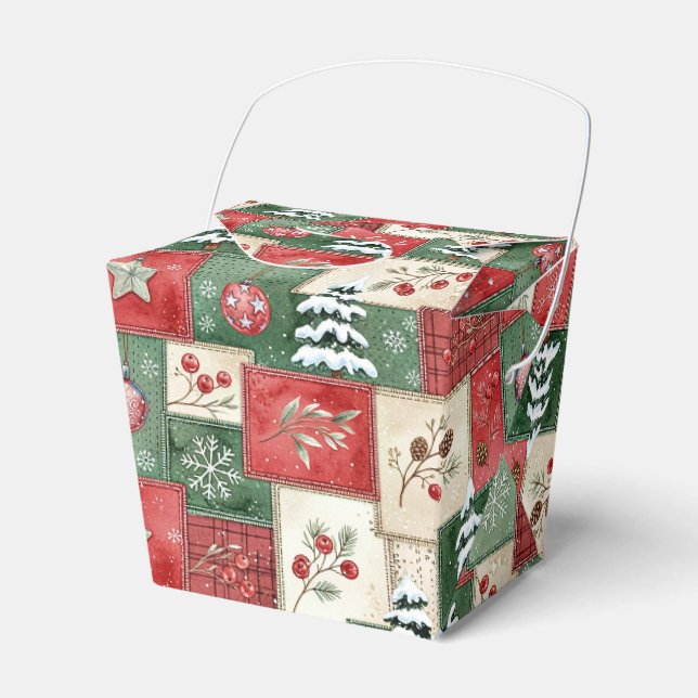 Country patchwork christmas pattern favour box (Front Side)