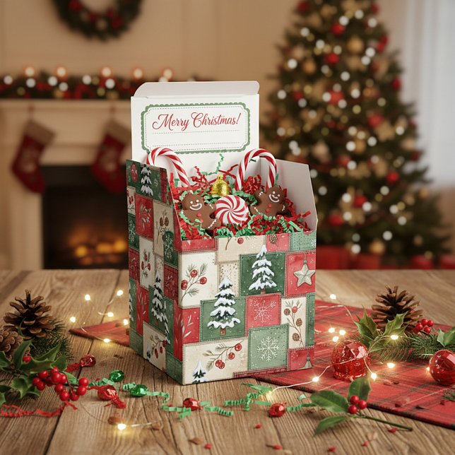 Country patchwork christmas pattern favour box (Creator Uploaded)