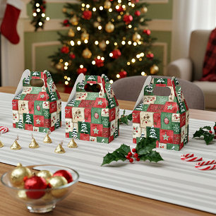 Country patchwork christmas pattern favour box