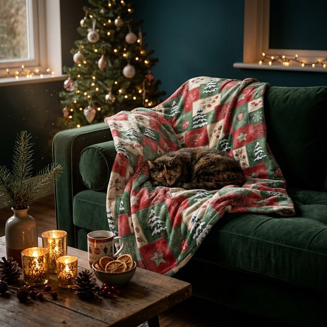 Country patchwork christmas pattern fleece blanket (Creator Uploaded)