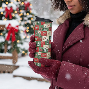 Country patchwork christmas pattern thermal tumbler