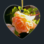 Country Peach Roses Ceramic Tree Decoration<br><div class="desc">Romantic old fashion peach coloured roses -photo by H Cooper</div>