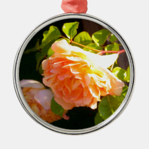 Country Peach Roses Metal Tree Decoration