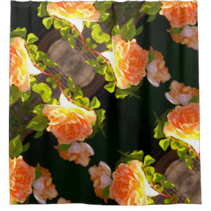 Country Peach Roses Shower Curtain