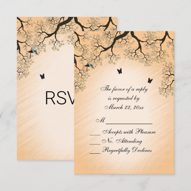 Country Peach Theme Wedding RSVP Card (Front/Back)