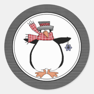 Country Penguin Holiday Envelope Seals Stickers