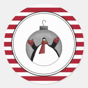 Country Penguin Holiday Envelope Seals Stickers