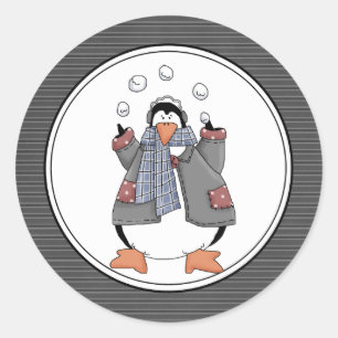 Country Penguin Holiday Envelope Seals Stickers