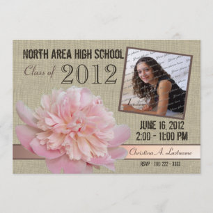 Country Peony Graduate Photo Invitation