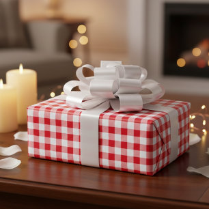 Country Picnic Red & White Gingham Checked Wrapping Paper