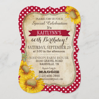 Country Picnic with Sunflowers Birthday Invite