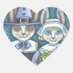 COUNTRY PILGRIMS, THANKSGIVING RABBIT STICKERS Hrt