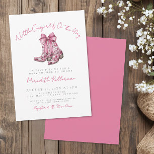 Country Pink Bow Baby Shower Invitation