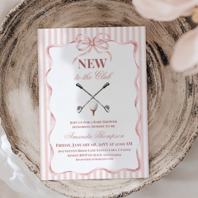 Country Pink Girl New to the Club Golf Baby Shower Invitation (Creator Uploaded)
