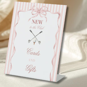 Country Pink Girl New to the Club Golf Baby Shower Pedestal Sign