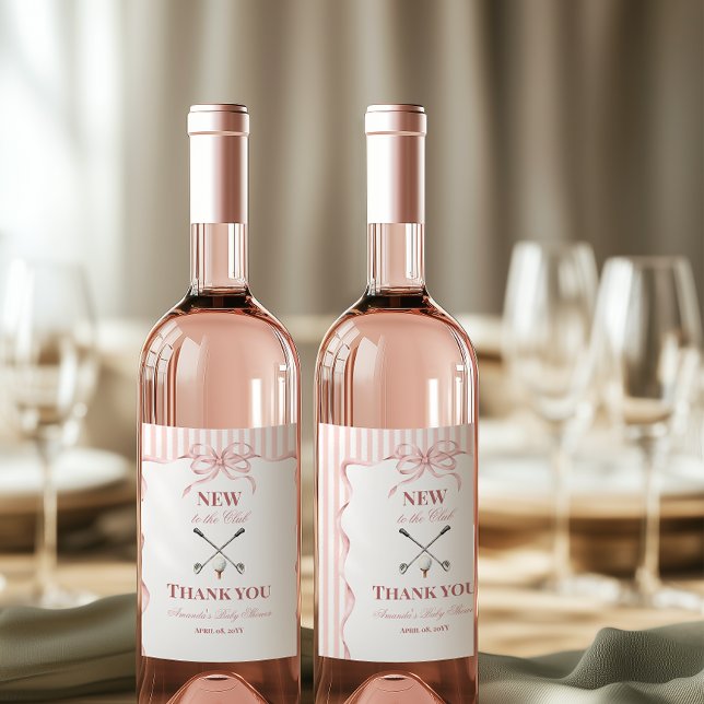 Country Pink Girl New to the Club Golf Baby Shower Wine Label (Creator Uploaded)