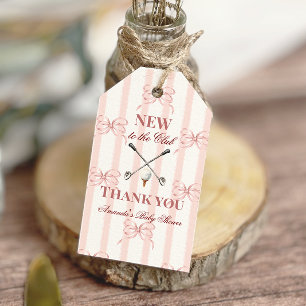 Country Pink New to the Club Girl Golf Baby Shower Gift Tags