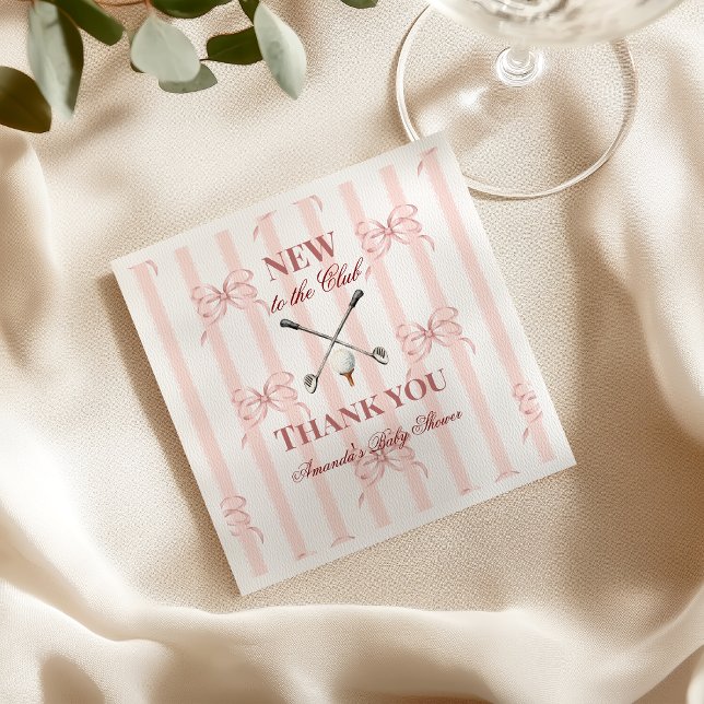 Country Pink New to the Club Girl Golf Baby Shower Napkin (Creator Uploaded)