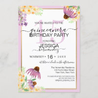 Country Pink Purple Yellow Wild Flower Quinceañera