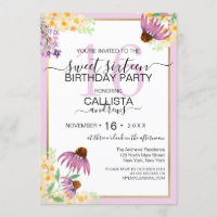Country Pink Purple Yellow Wild Flowers Sweet 16