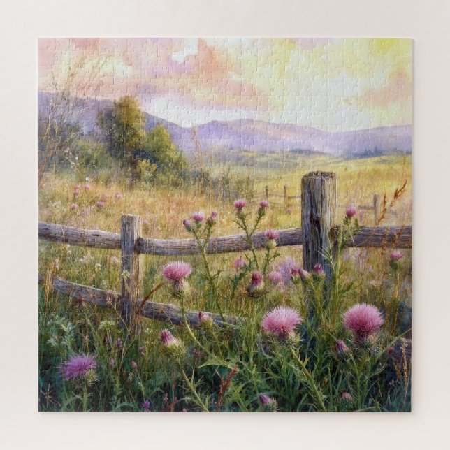 Country Pink Thistles Jigsaw Puzzle (Vertical)